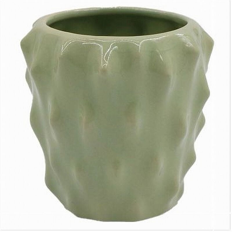 foto del prodotto trade shop traesio cleafe bicchiere porta spazzolini ceramica verde effetto cactus accessorio bagno 79934 