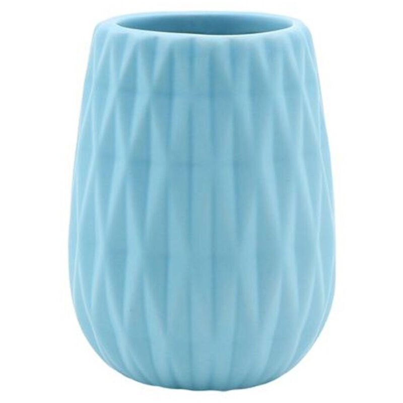foto del prodotto trade shop traesio cleafe bicchiere porta spazzolini colore azzurro lavorato accessori arredo bagno 79943 