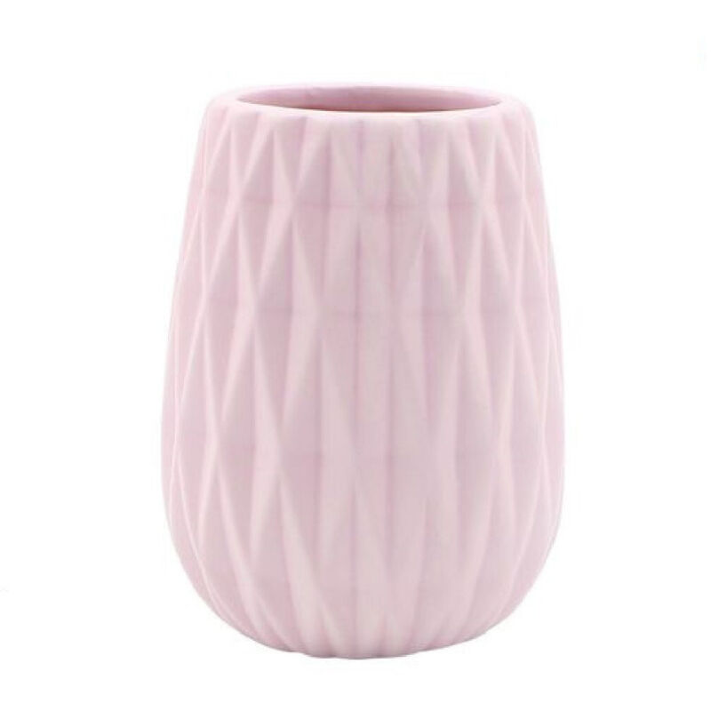 foto del prodotto trade shop traesio cleafe bicchiere porta spazzolini colore rosa lavorato accessori arredo da bagno 79947 