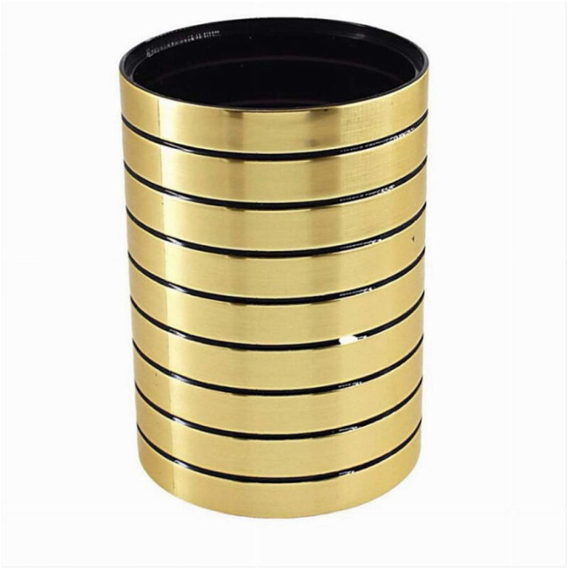 foto del prodotto trade shop traesio cleafe bicchiere porta spazzolini da denti oro a righe stile moderno arredo bagno 10386 