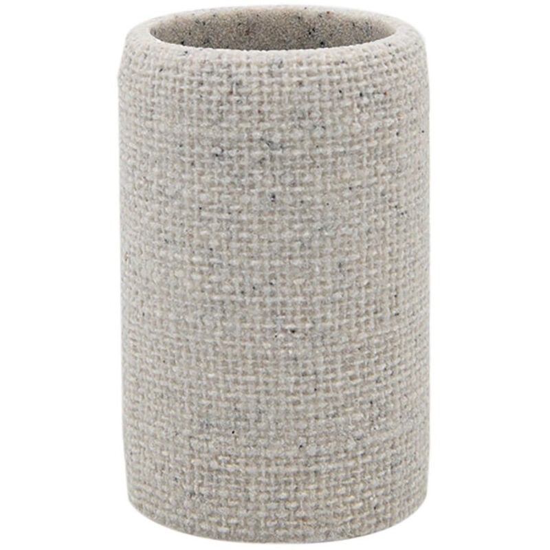foto del prodotto trade shop traesio cleafe bicchiere porta spazzolini dentifricio effetto tela juta intrecciato naturale bagno 87827 