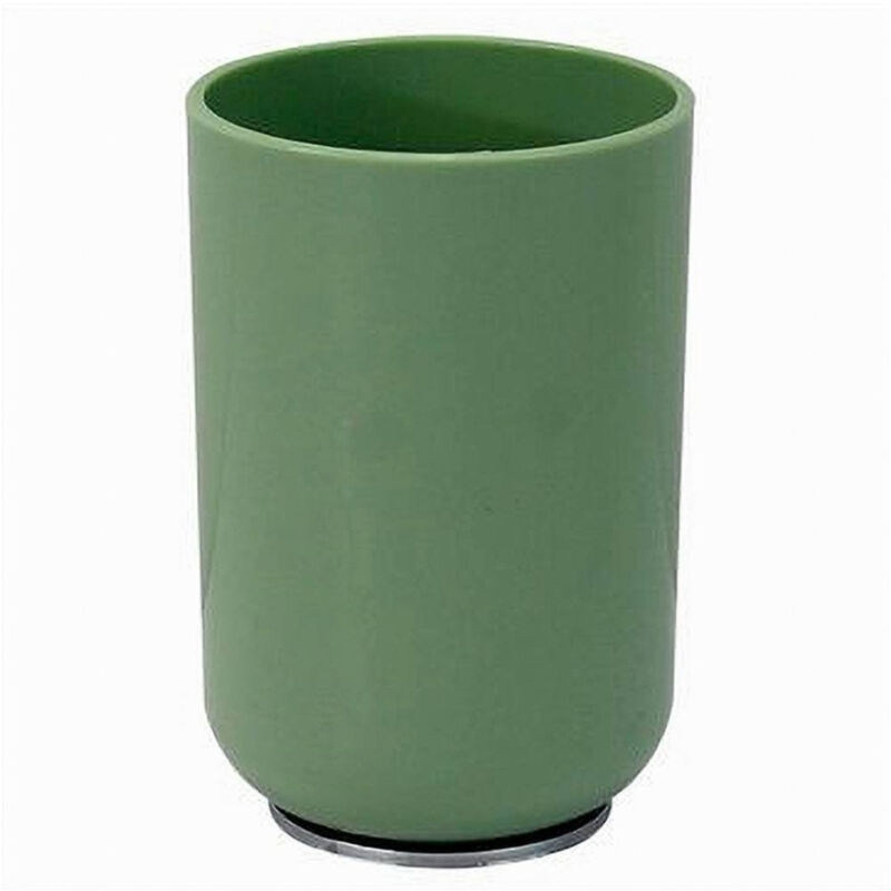foto del prodotto trade shop traesio cleafe bicchiere porta spazzolini dentifricio verde silver accessori arredo bagno 79876 