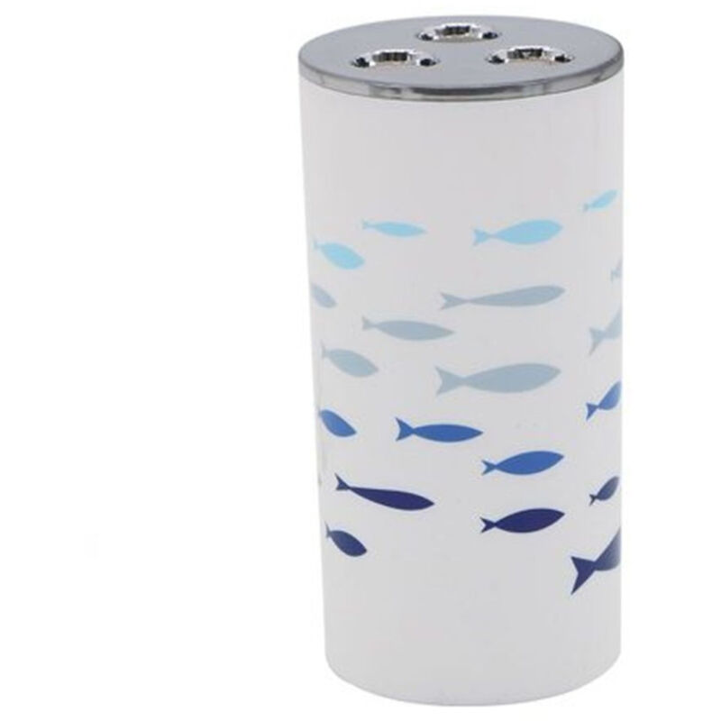 foto del prodotto trade shop traesio cleafe bicchiere porta spazzolino 3 fori in plastica accessorio bagno pesciolini 69882 