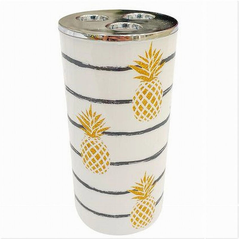 foto del prodotto trade shop traesio cleafe bicchiere porta spazzolino a 3 fori con ananas accessorio arredo da bagno 69759 