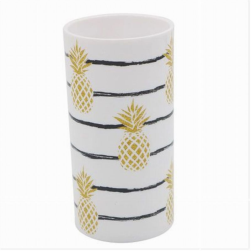 foto del prodotto trade shop traesio cleafe bicchiere porta spazzolino bianco con ananas in plastica accessorio bagno 69758 