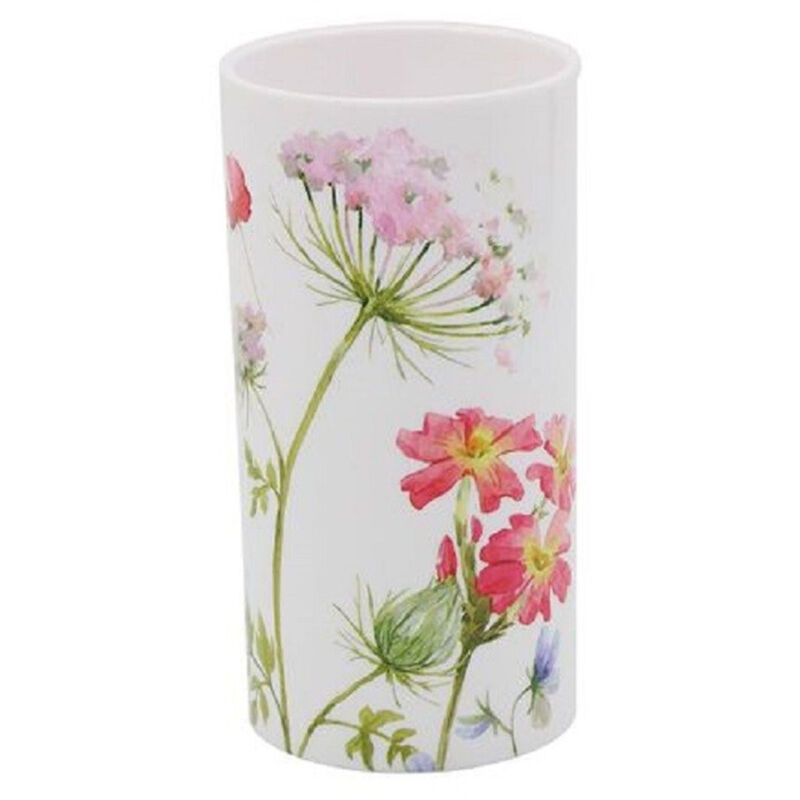 foto del prodotto trade shop traesio cleafe bicchiere porta spazzolino bianco in plastica accessorio bagno con fiori 69923 