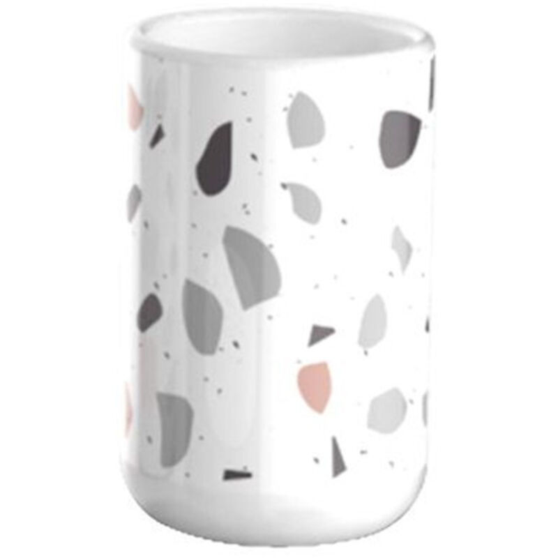 foto del prodotto trade shop traesio cleafe bicchiere porta spazzolino graniglia bianco multicolore accessori bagno 69835 