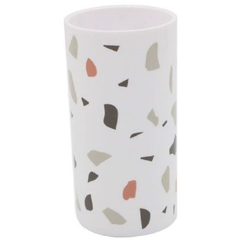 foto del prodotto trade shop traesio cleafe bicchiere porta spazzolino graniglia bianco multicolore plastica 13x6.5cm 69840 
