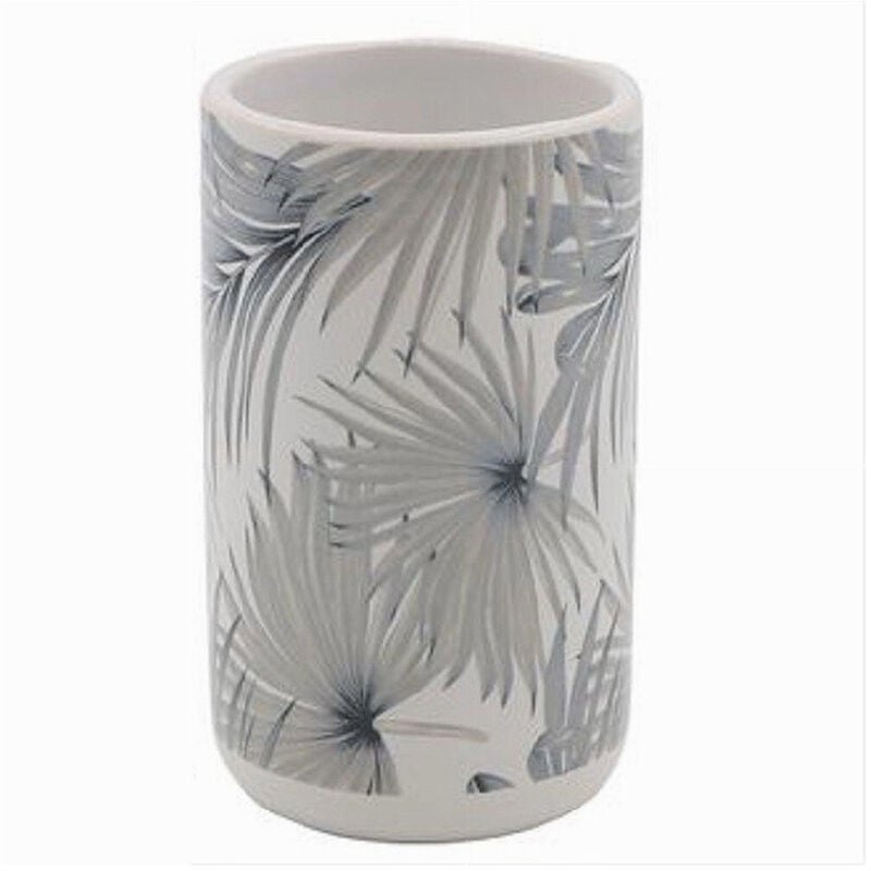 foto del prodotto trade shop traesio cleafe bicchiere porta spazzolino stampa tropicale accessorio bagno 6.8 x 10.8 cm 87064 