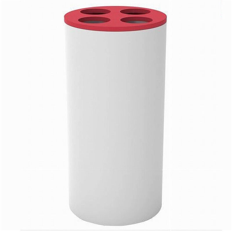 foto del prodotto trade shop traesio cleafe bicchiere portaspazzolini 4 fori bianco rosso in plastica accessorio bagno 69938 