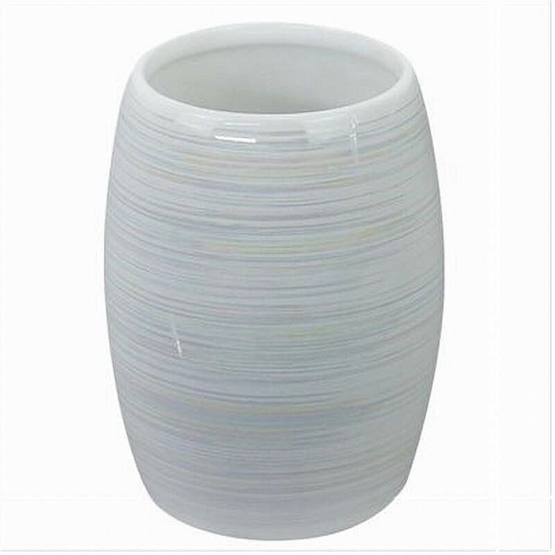 foto del prodotto trade shop traesio cleafe bicchiere portaspazzolini dentifricio arredo bagno ceramica effetto striato 59870 