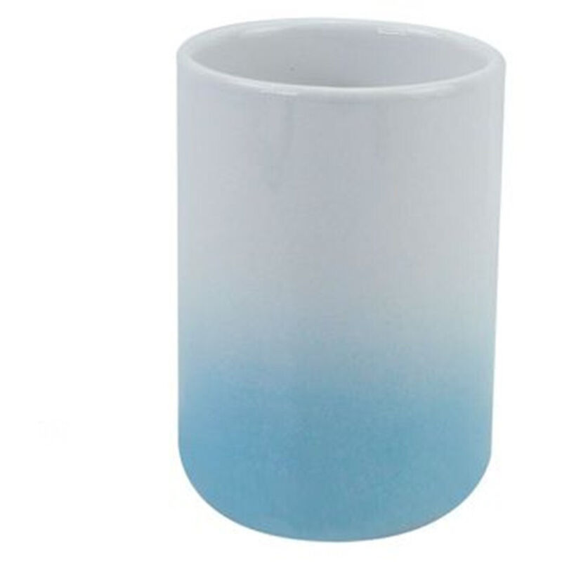 foto del prodotto trade shop traesio - cleafe - bicchiere portaspazzolini dentifricio bianco azzurro arredo bagno accessori 59911 -