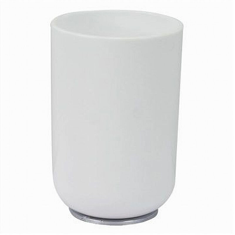 foto del prodotto trade shop traesio cleafe bicchiere portaspazzolini dentifricio bianco silver accessori arredo bagno 79864 