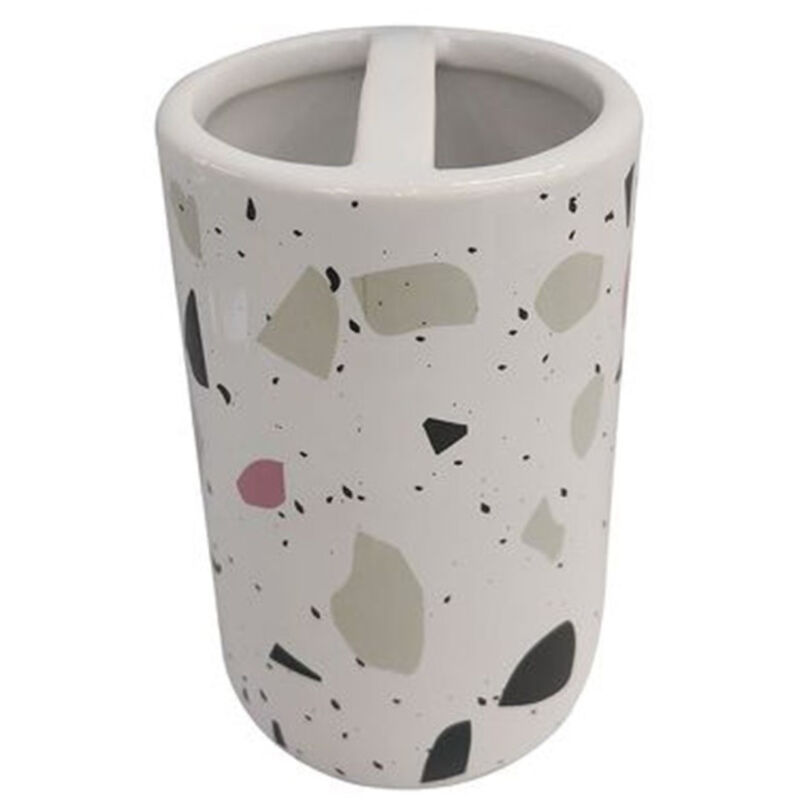 foto del prodotto trade shop traesio cleafe bicchiere portaspazzolino 2 fori graniglia bianco multicolore arredo bagno 69543 
