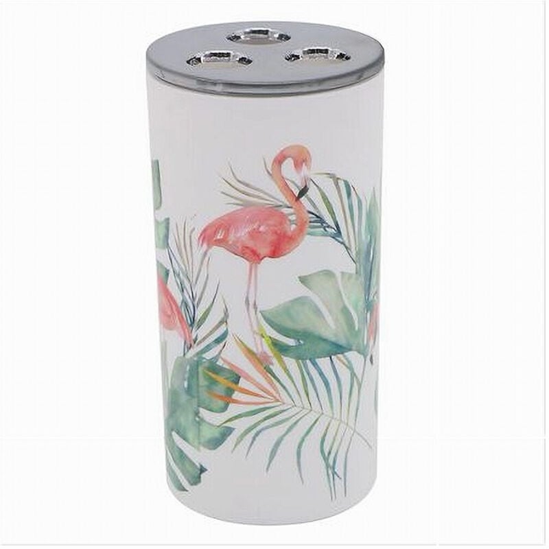 foto del prodotto trade shop traesio cleafe bicchiere portaspazzolino 3 fori fenicotteri in plastica accessorio bagno 69965 