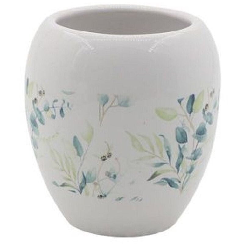 foto del prodotto trade shop traesio cleafe bicchiere portaspazzolino spazzolini decorato fiori foglie accessori bagno 87050 