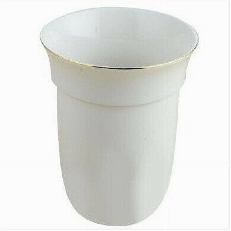 foto del prodotto trade shop traesio - cleafe - bicchiere ricambio porta scopino wc ceramica bordi dorati bagno accessori 59343 -