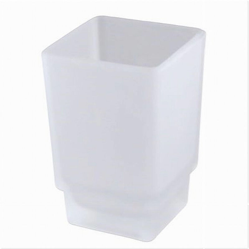 foto del prodotto trade shop traesio cleafe bicchiere ricambio porta spazzolino in vetro cubo satinato bagno accessori 87263 