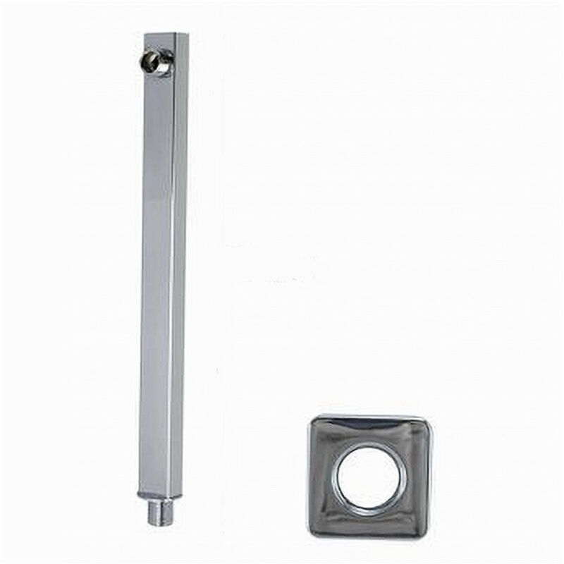 foto del prodotto trade shop traesio cleafe braccio per soffione doccia quadrato in ottone cromato con rosone 25 cm 59494 