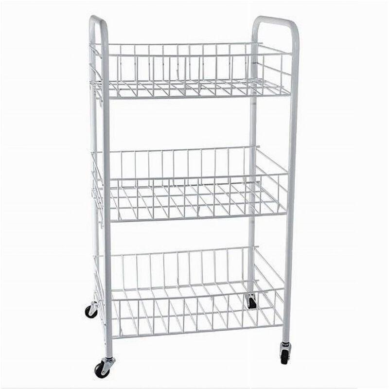 foto del prodotto trade shop traesio cleafe carrello in metallo da bagno portaoggetti 3 ripiani porta oggetti con ruote 52531 