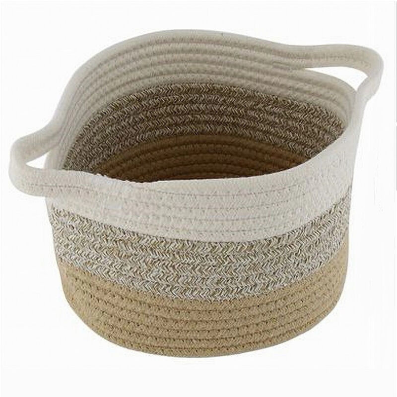 foto del prodotto trade shop traesio cleafe cestino cesto in tessuto di corda intrecciato porta oggetti tondo 21x15 cm 10646 