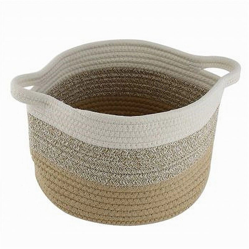 foto del prodotto trade shop traesio cleafe cestino cesto in tessuto di corda intrecciato porta oggetti tondo 26x18cm 10647 