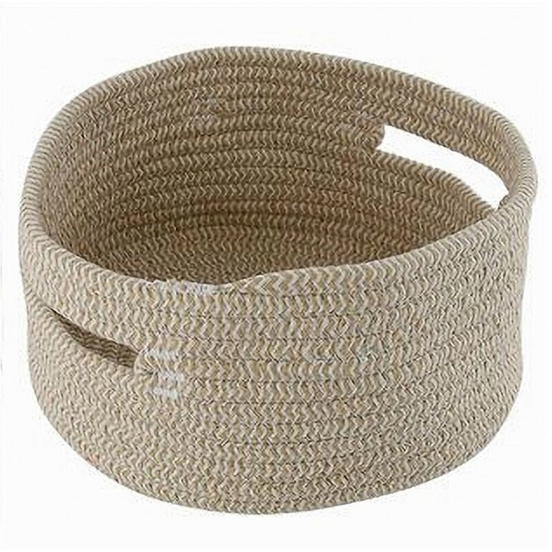 foto del prodotto trade shop traesio cleafe cestino con manici portaoggetti cesto tessuto intrecciato rotondo 24x11 cm 10636 