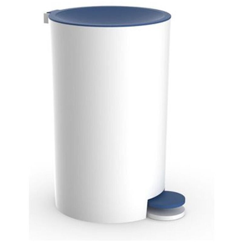 foto del prodotto trade shop traesio - cleafe - cestino pattumiera a pedale arredo bagno bianco blu in plastica accessorio 69893 -