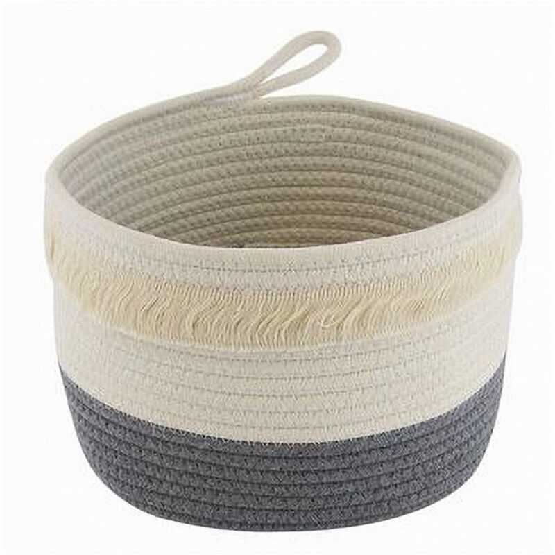 foto del prodotto trade shop traesio cleafe cestino porta biancheria oggetti corda intrecciata cesto organizer 26x18cm 10655 