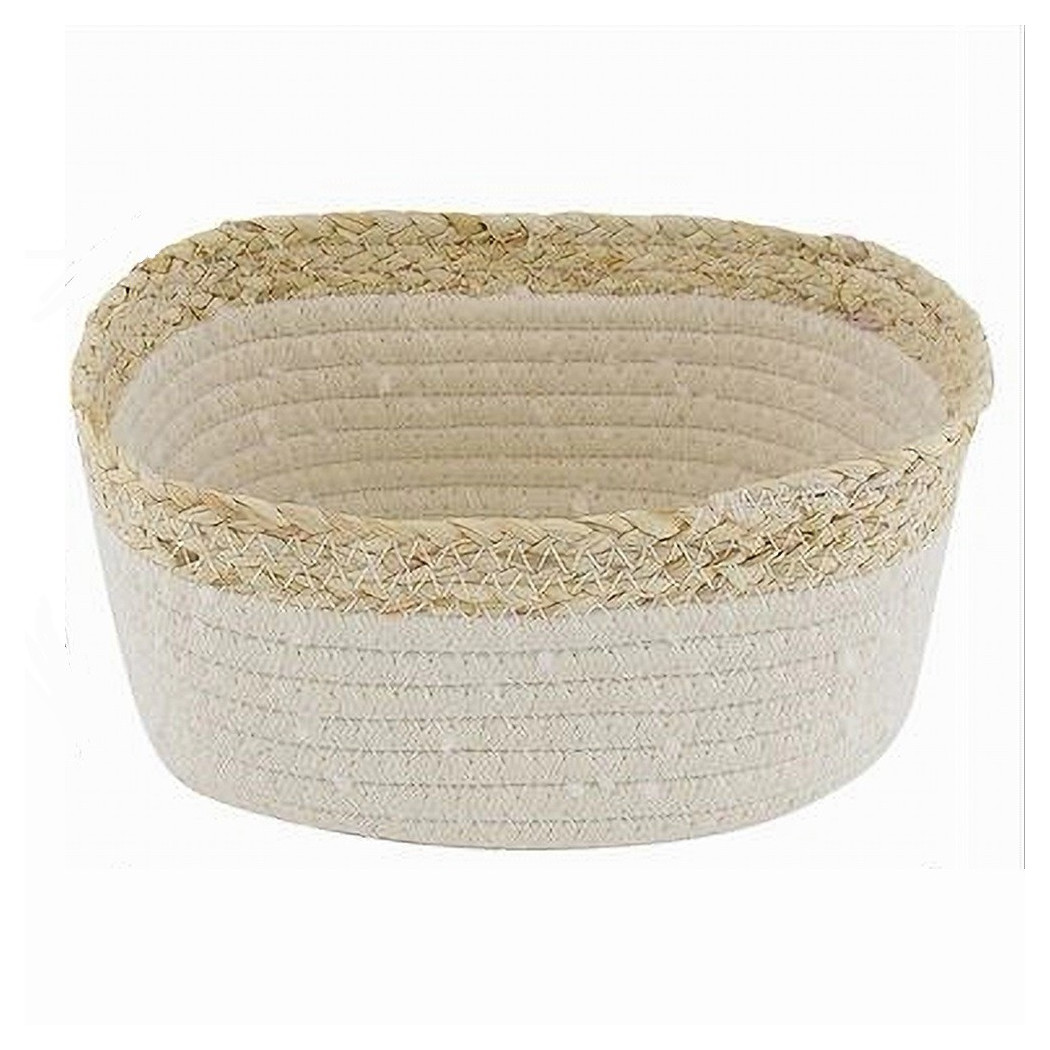 foto del prodotto trade shop traesio cleafe cestino porta biancheria oggetti in vimini intrecciato bicolore 20x15x11cm 10674 