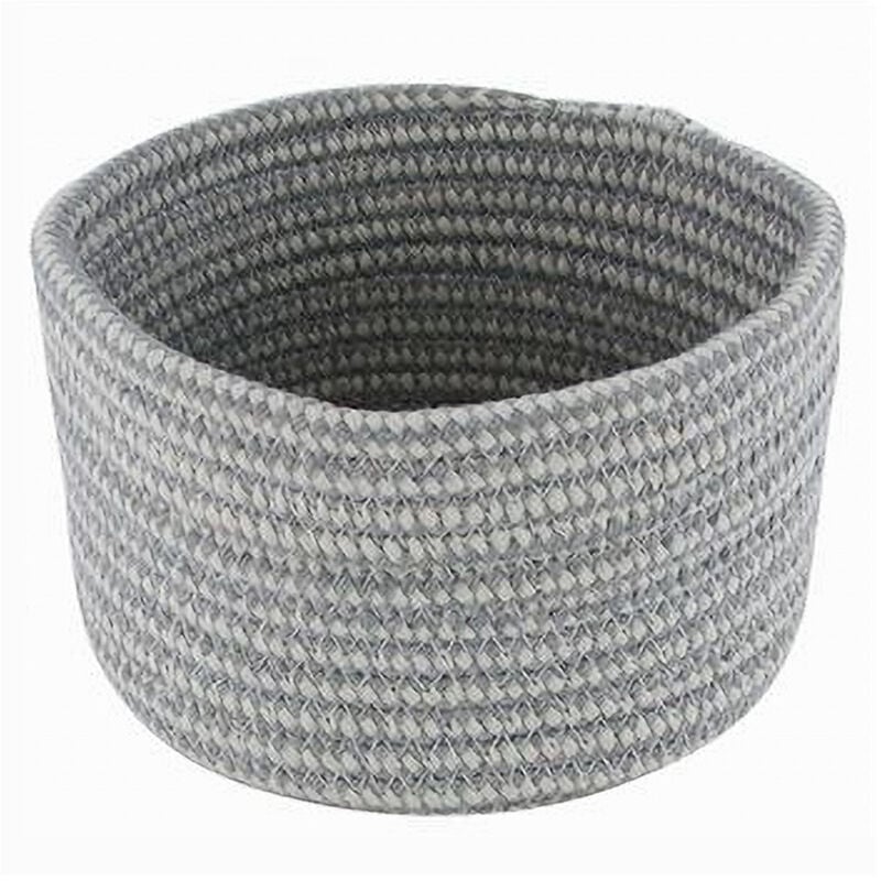 foto del prodotto trade shop traesio cleafe cestino porta oggetti cesto tessuto intrecciato grigio tondo casa 16x10 cm 10643 
