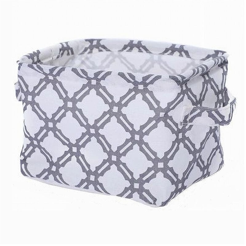 foto del prodotto trade shop traesio - cleafe - cesto contenitore porta biancheria bucato manici tessuto grigio 26x20x16cm 79204 -