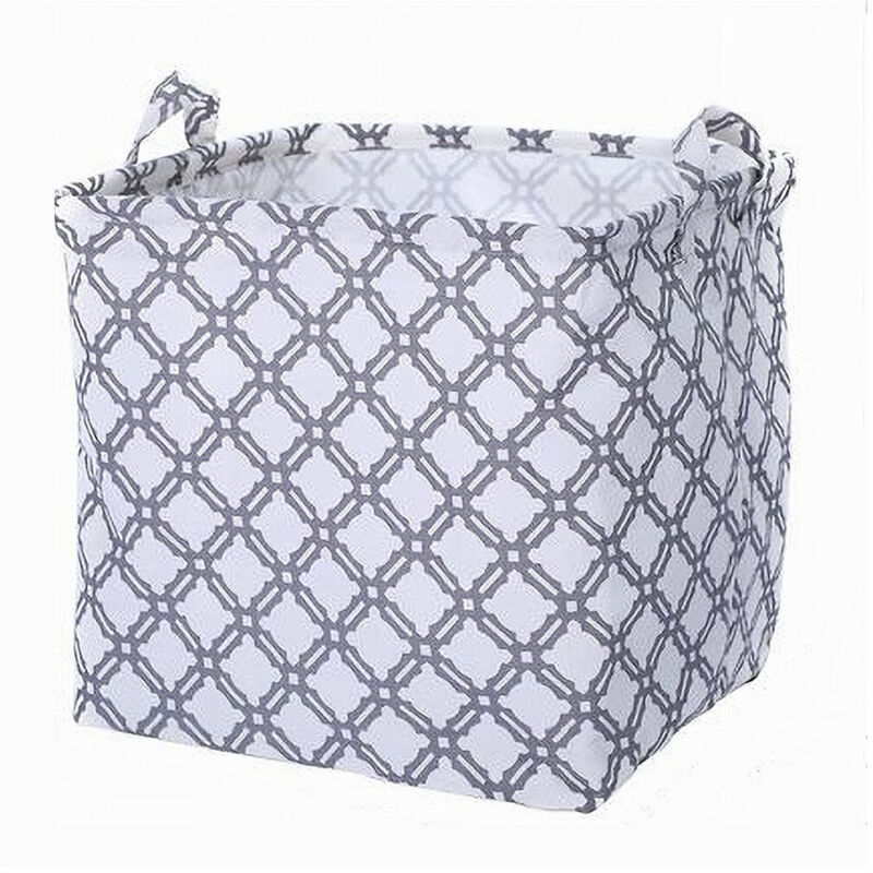 foto del prodotto trade shop traesio - cleafe - cesto contenitore porta biancheria bucato manici tessuto grigio 33x33x31cm 79206 -