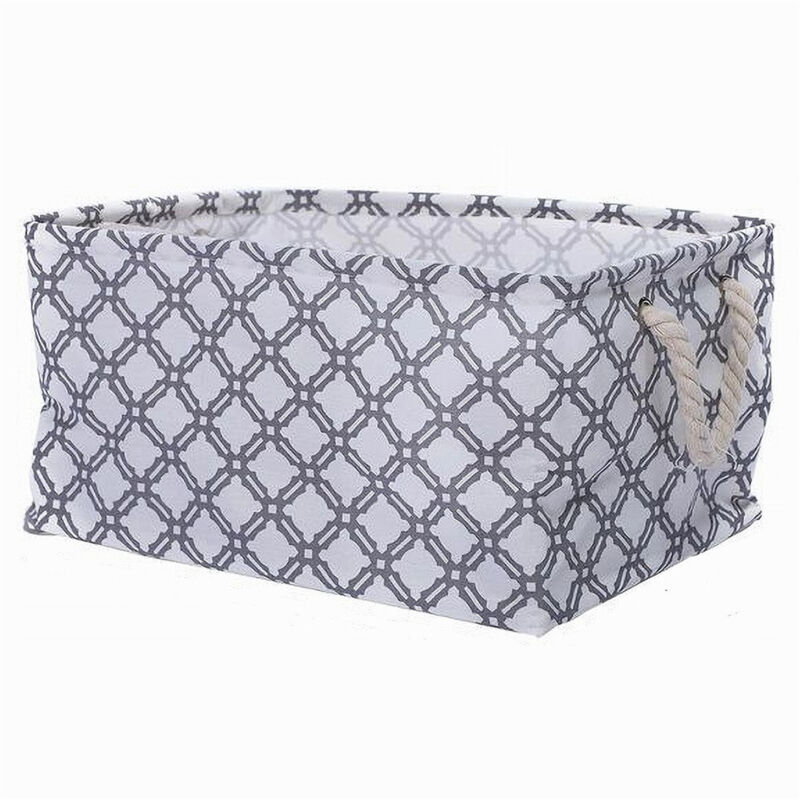 foto del prodotto trade shop traesio - cleafe - cesto contenitore porta biancheria bucato manici tessuto grigio 43x32x25cm 79208 -