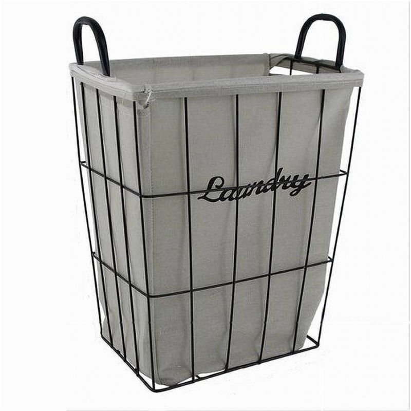 foto del prodotto trade shop traesio cleafe cesto contenitore porta biancheria in tessuto struttura in metallo bagno 10633 