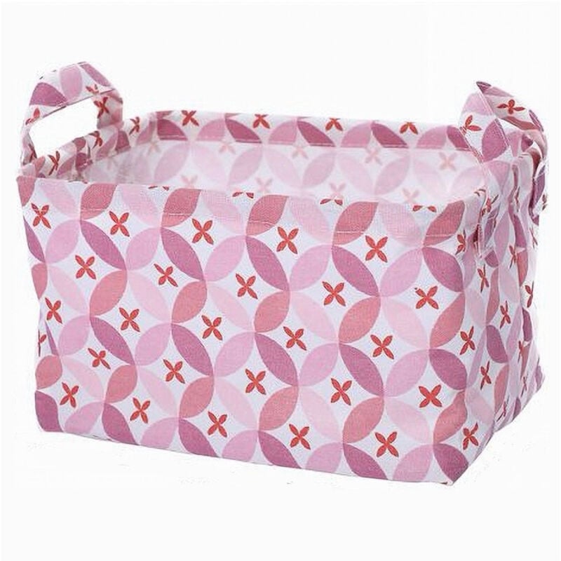 foto del prodotto trade shop traesio cleafe cesto contenitore portabiancheria bucato con manici tessuto rosa 20x15x16cm 79201 