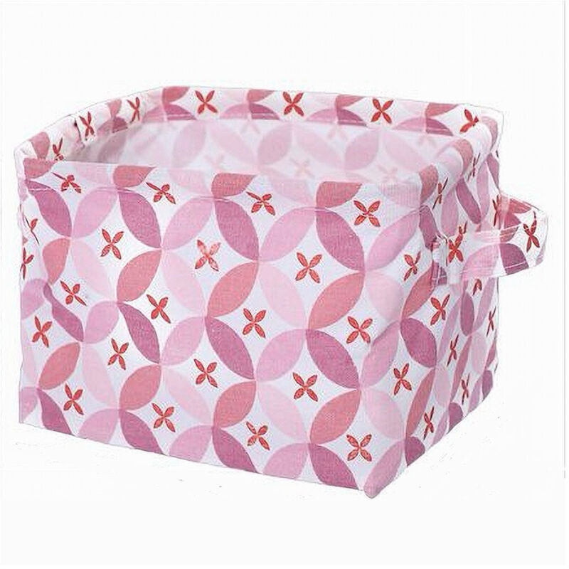 foto del prodotto trade shop traesio - cleafe - cesto contenitore portabiancheria bucato con manici tessuto rosa 26x20x16cm 79203 -