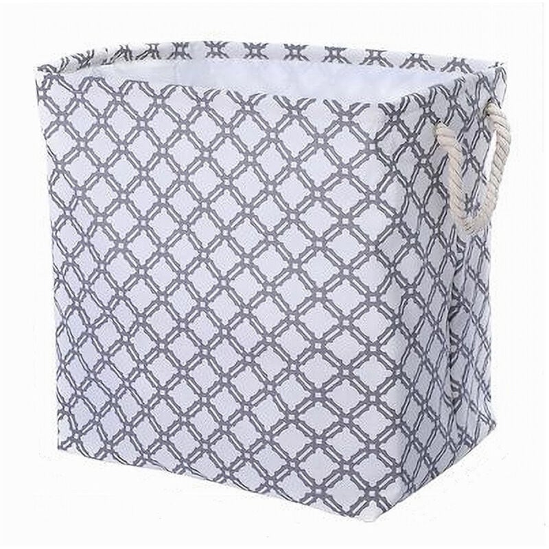 foto del prodotto trade shop traesio - cleafe - cesto contenitore portabiancheria bucato manici tessuto grigio 47x33x42.5cm 79210 -