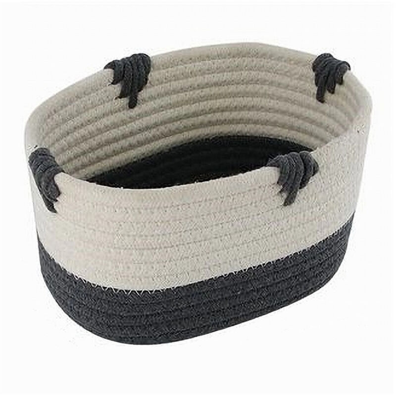 foto del prodotto trade shop traesio - cleafe - cesto porta biancheria bicolore in tessuto intrecciato cestino 20x15x11cm 10662 -