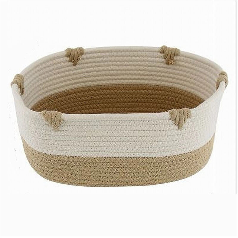 foto del prodotto trade shop traesio cleafe cesto porta biancheria bicolore in tessuto intrecciato cestino 30x22x14 cm 10660 