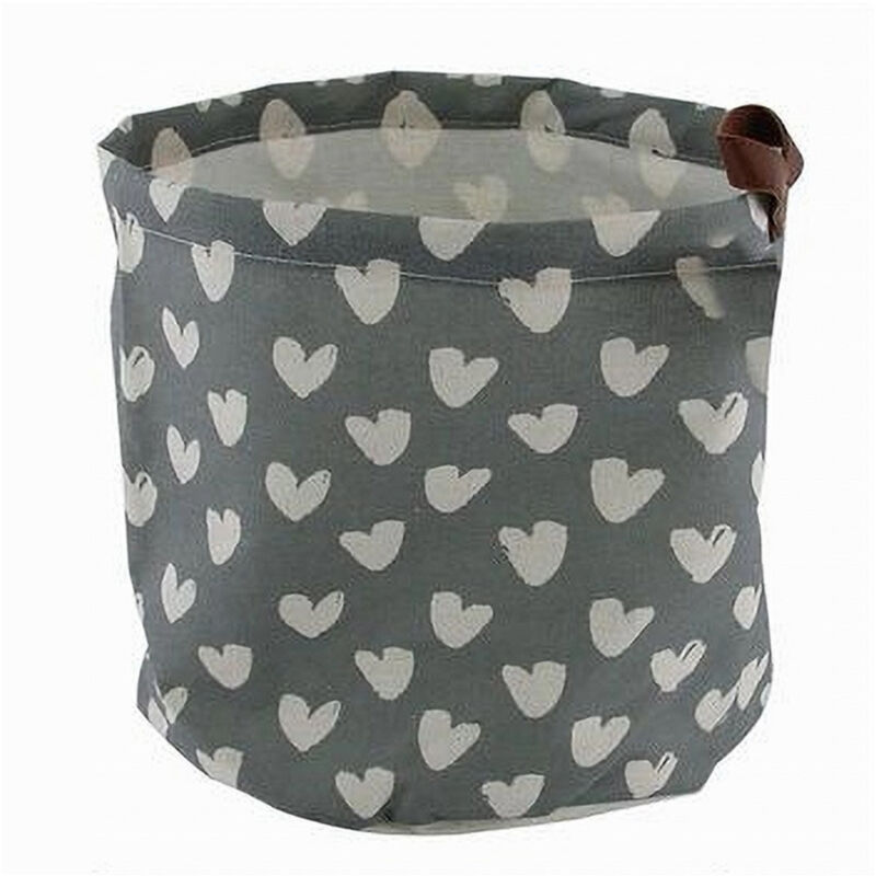 foto del prodotto trade shop traesio cleafe cesto porta oggetti con cuori in tessuto con manico bagno cucina 25x28cm 10612 