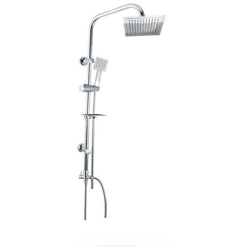 foto del prodotto trade shop traesio cleafe colonna doccia bagno moderna saliscendi soffione quadrato portasapone 98cm 59395 