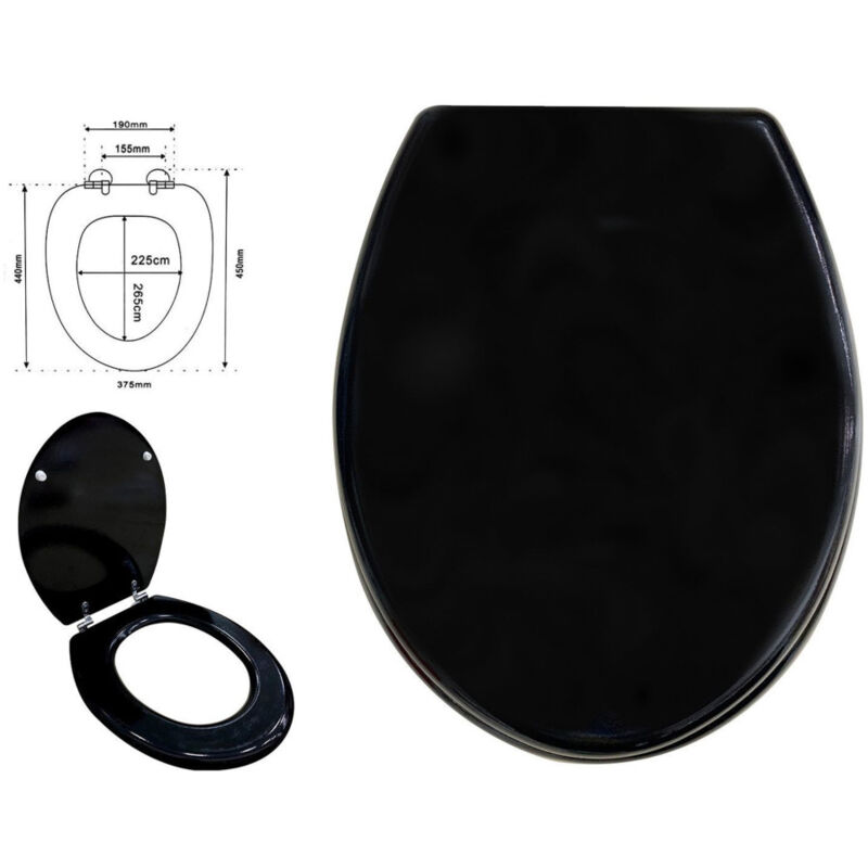 foto del prodotto trade shop traesio cleafe copriwater copri water sedile wc bagno universale cerniere acciaio nero 52970a 