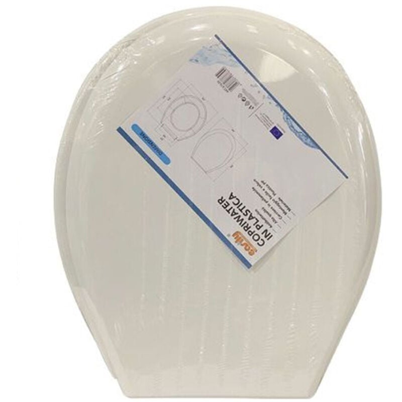 foto del prodotto trade shop traesio - cleafe - copriwater sedile wc coprivaso in plastica tavoletta da bagno lilia bianco 87639 -