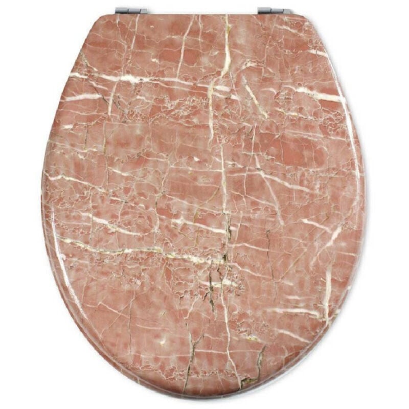 foto del prodotto trade shop traesio cleafe copriwater universale in legno mdf resistente con stampa marmo rosa cerniere wc 3,5