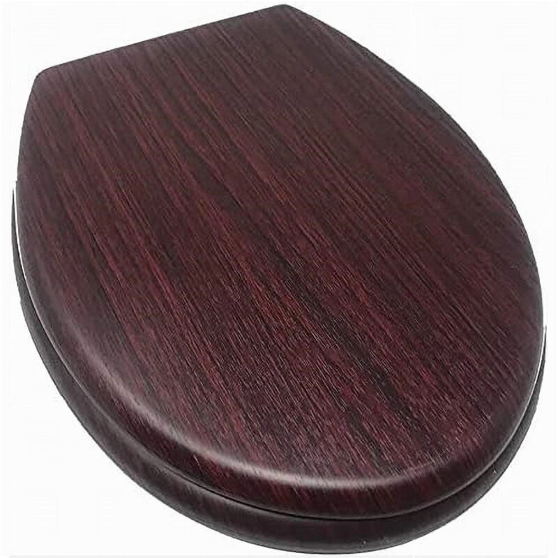 foto del prodotto trade shop traesio cleafe copriwater universale in legno mdf tavoletta bagno wc cerniere legno scuro 52947a 