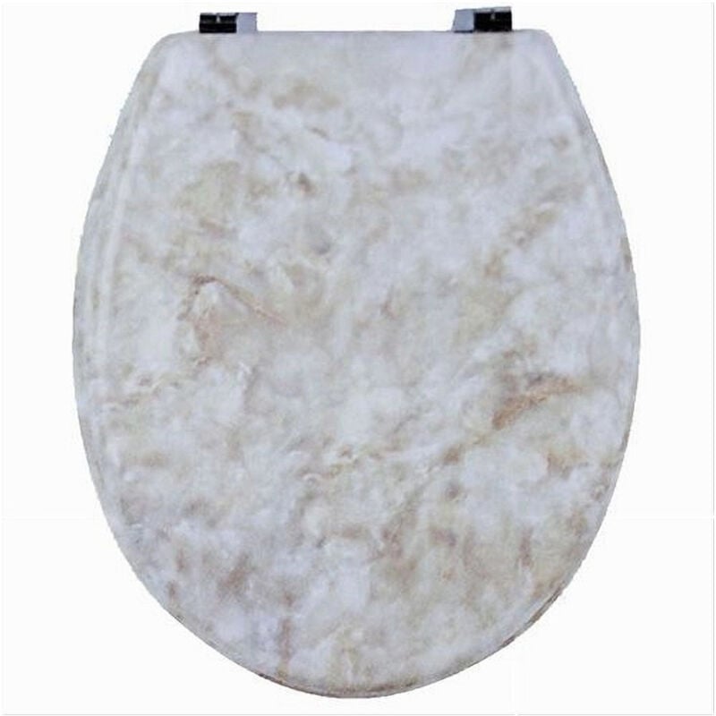 foto del prodotto trade shop traesio cleafe copriwater universale legno mdf tavoletta bagno wc marmo beige cerniere 52966a 