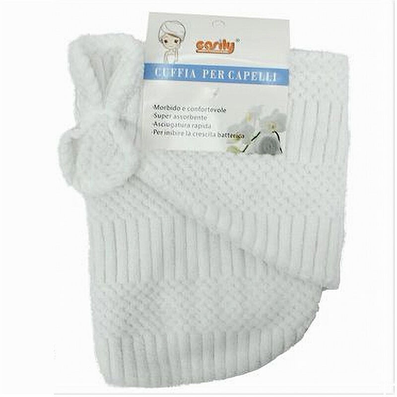 foto del prodotto trade shop traesio cleafe cuffia asciugamano shampoo bagno doccia asciuga capelli fiocchetto bianco 79630 
