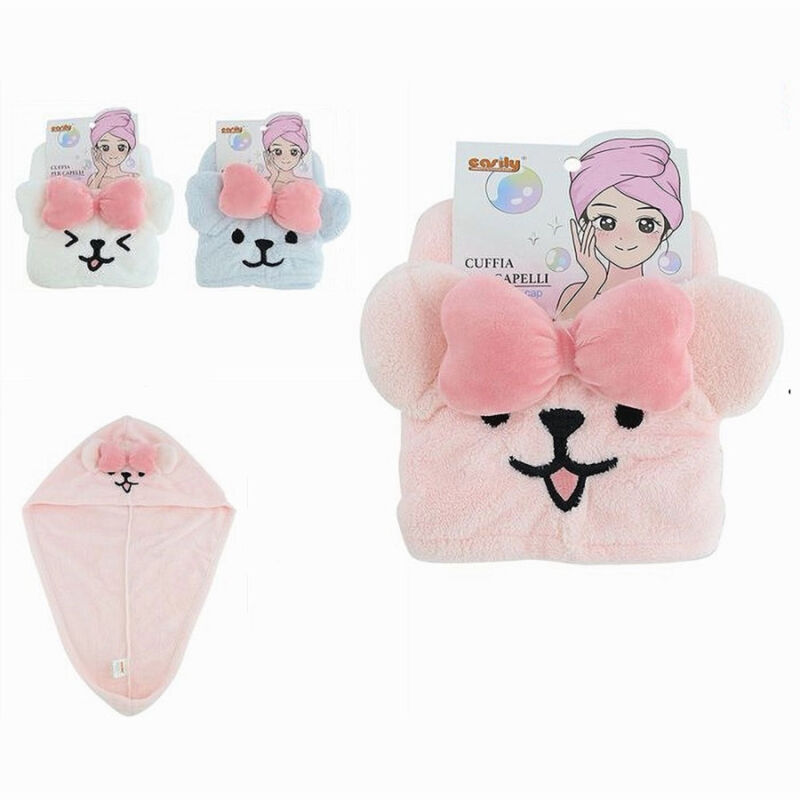foto del prodotto trade shop traesio cleafe cuffia capelli asciugamano assorbente shampoo bagno doccia cagnolina fiocco 10740 