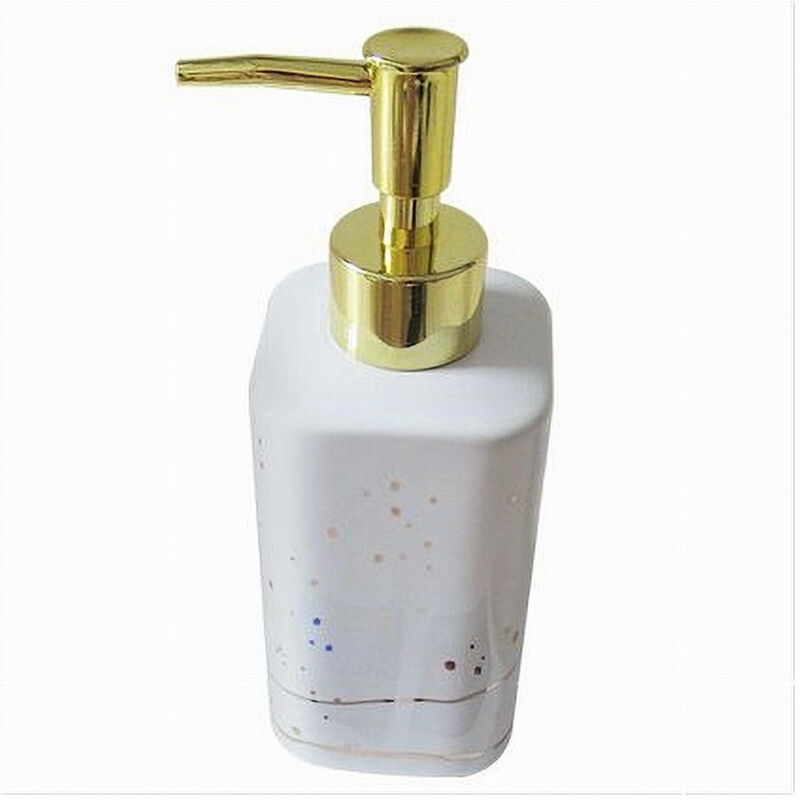 foto del prodotto trade shop traesio - cleafe - dispenser per sapone liquido accessorio bagno arredo bianco oro macchiato 59882 -